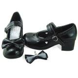 Black Bow Hearts Lolita Shoes