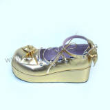 Shiny Gold Bow Lolita Shoes