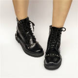 Black Matte Punk Style Lolita Short Boots