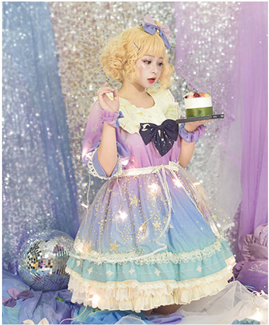 DianaStar Gradient Babydoll Lolita Dress Red OP 83CM In Stock-out