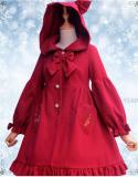 Sweet Red Winter Thickening Wool Coat With Hood -out