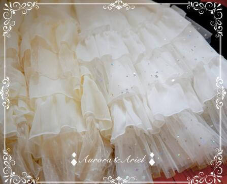 Gold Silk Chiffon Elegant Lolita Skirt/Petticoat 68cm/85cm
