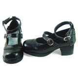 Black Straps Low Heel Lolita Shoes