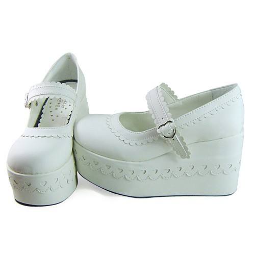 Pretty White Unicolor Lolita Shoes