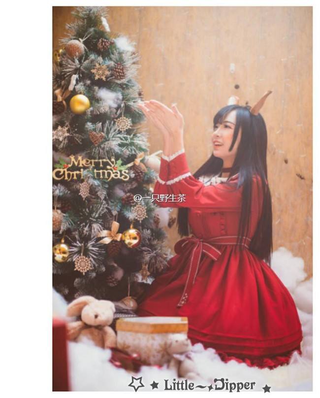 Little Dipper  ~Cat + Moon + Stars~ Embroidery Lolita Long Sleeves OP Dress - Ready Made