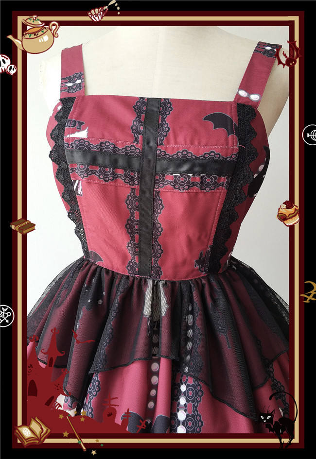 The Cat Cross~ Halloween Lolita JSK Dress + Headbow Navy Blue Size M - In Stock