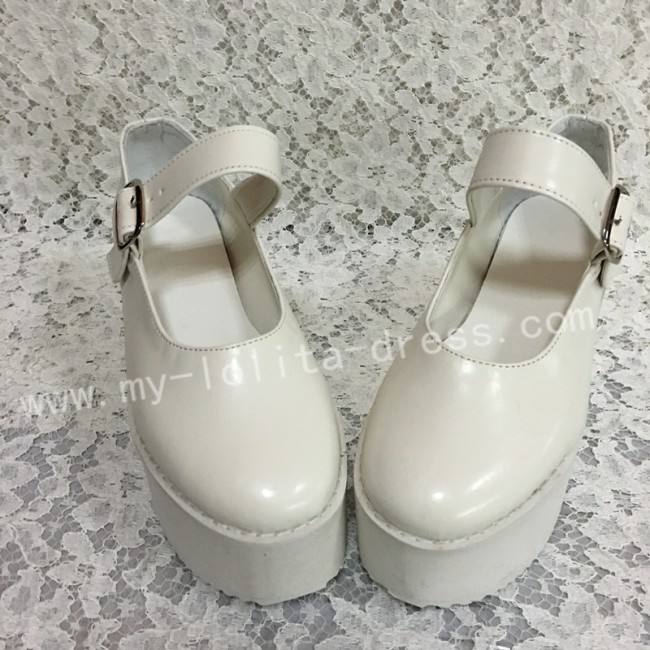 Girls Matte White Lolita High Platform Classic Shoes
