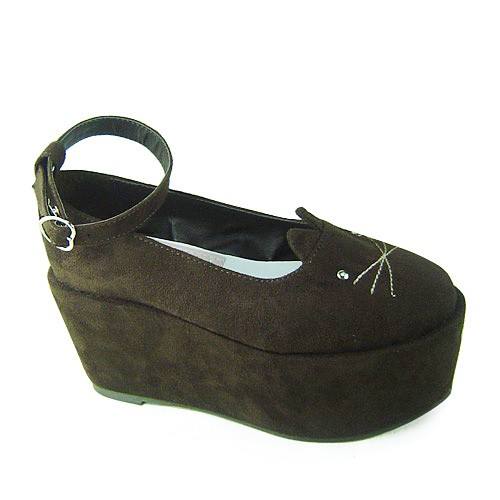 Coffee Velvet High Platform Lolita Shoes