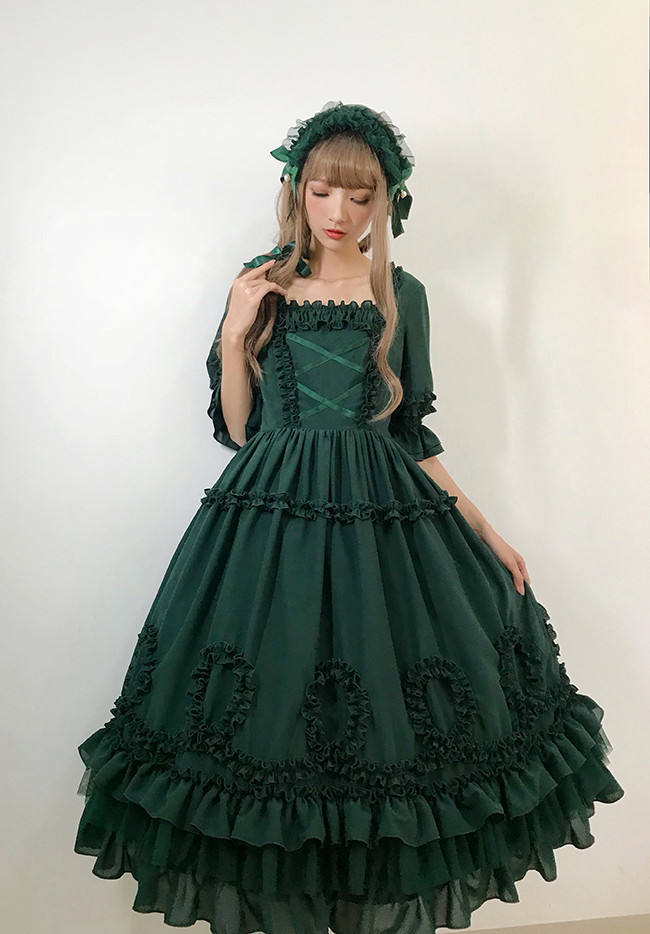 Little Dipper Tasya~ Chiffon Lolita Med-length OP Dress -Ready Made