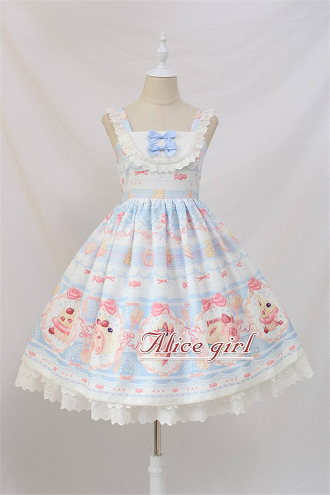 Dessert Chef~ Sweet Lolita JSK With Detachable Apron -Ready Made Light Blue Size S - In Stock