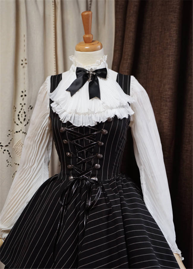 Gothic Stripe Irregular Hemline Lolita Jumper