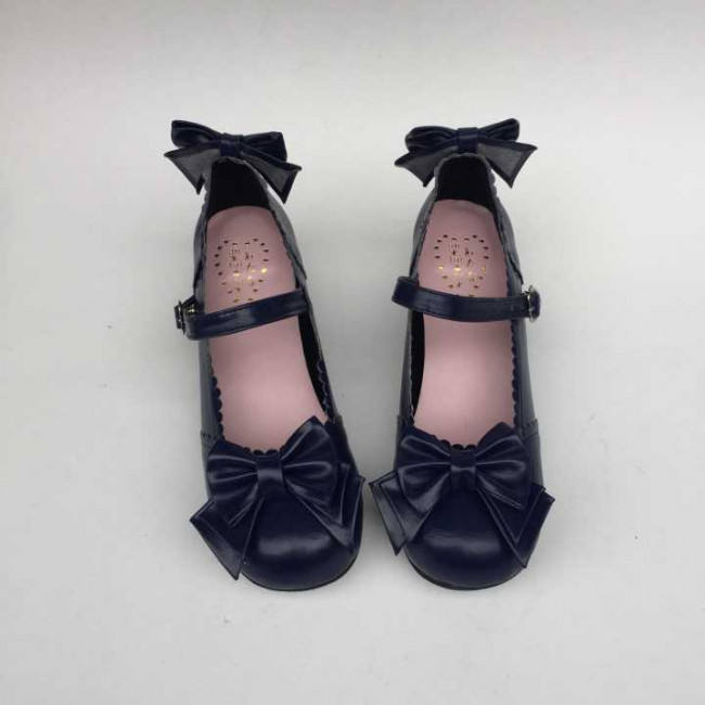 Light Coffee Bows Lolita Shoes