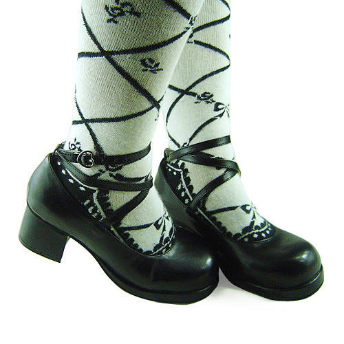 Black Crossed Straps Lolita Shoes