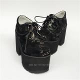 Real Cowhide Champagne Lolita High Platform Shoes