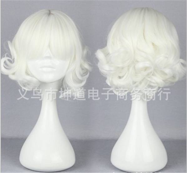 Sweet White Lolita Short Curls Wig for Girls