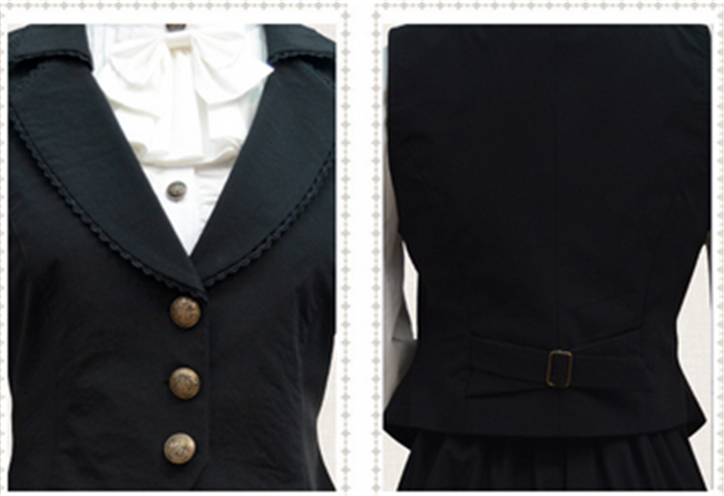 Black Vingtage Chiffon Ouji Lolita Vest + Short Pants - In Stock