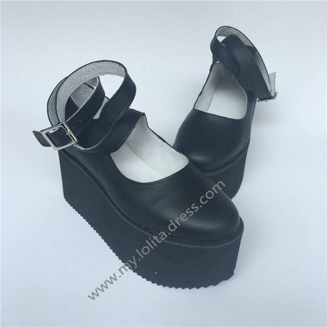 High Platfrom Black Lolita Cowhide Shoes