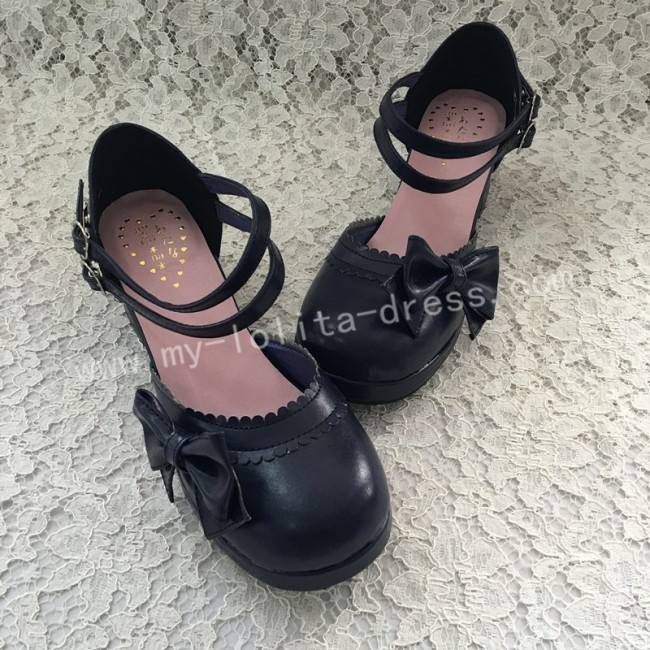 White Pink Bow Princess Lolita Shoes