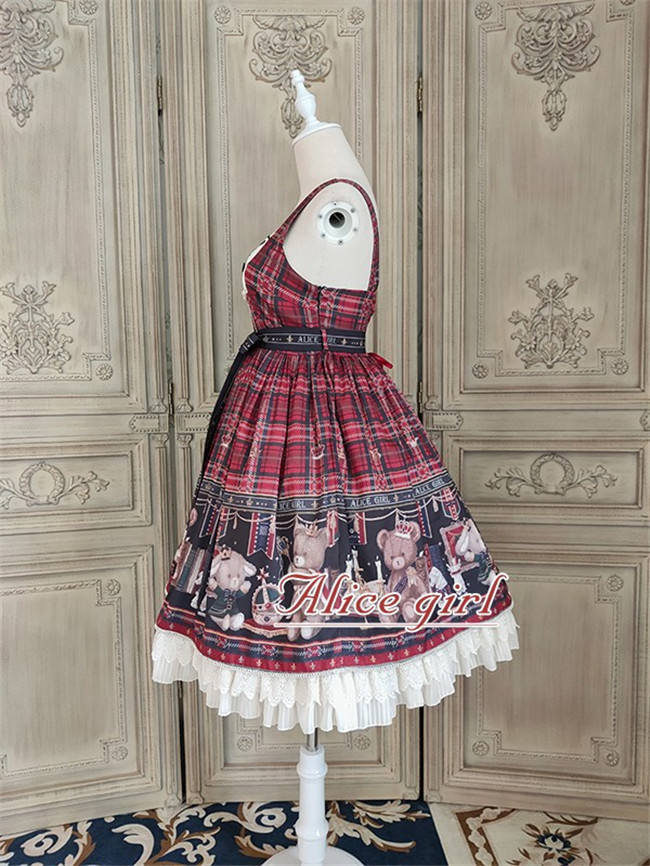 Alice Girl ~Gingham Teddy Lolita JSK -Pre-order