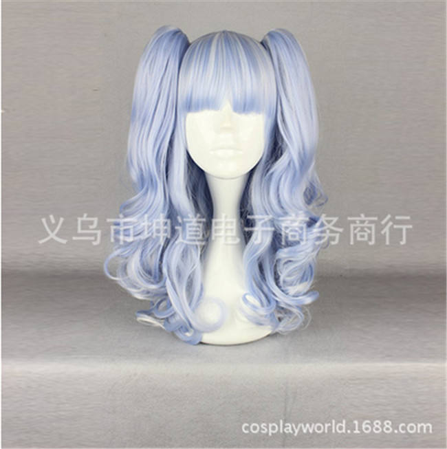 Beautiful Light Blue Lolita Long Curls Wig with Two Ponytails
