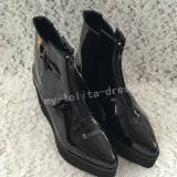 Glossy Black Sharp Front Lolita High Platform Boots O