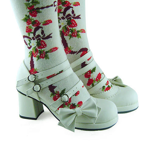 White Side Bow Straps Lolita Shoes