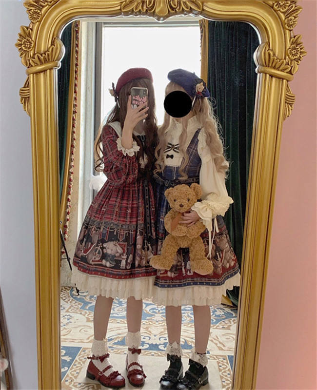 Alice Girl ~Gingham Teddy Lolita JSK -Pre-order