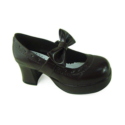 Coffee Bow Lolita Heels Shoes
