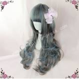70cm Dark Grey Blue Curls Lolita Wig