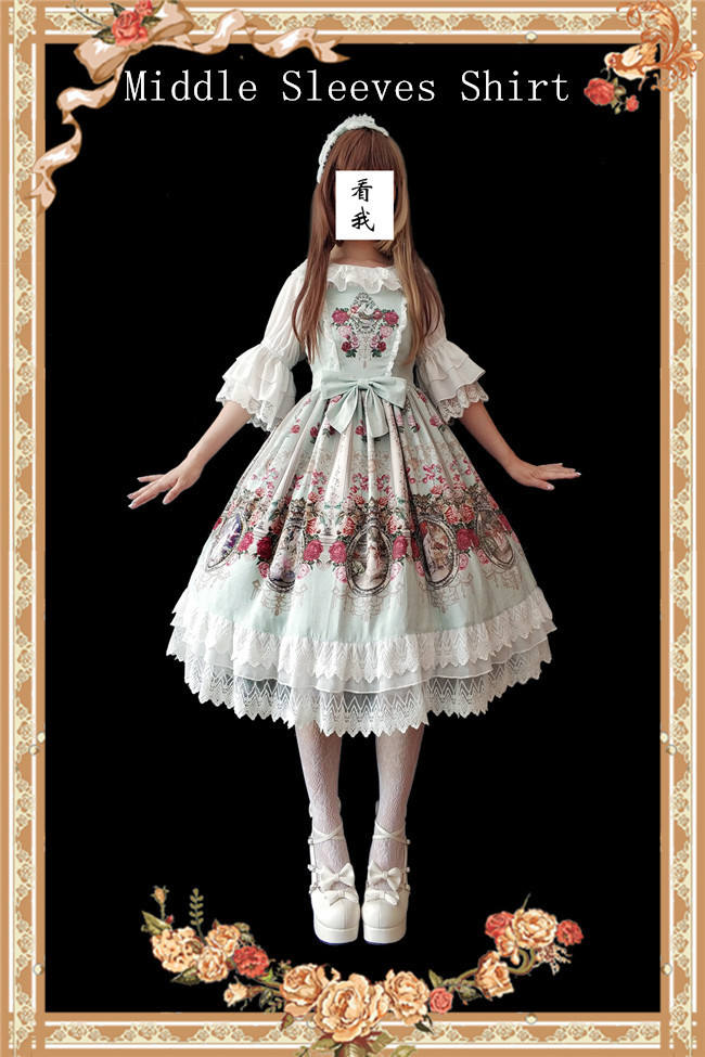 Royal Mural~ Sweet Lolita Printed JSK+Headbow-Ready Made