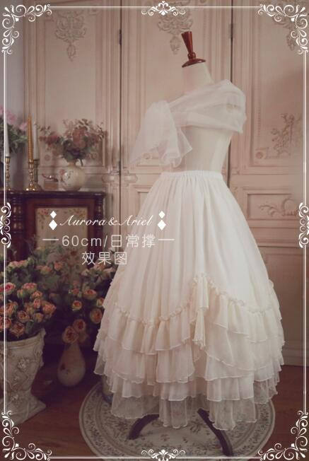 Gold Silk Chiffon Elegant Lolita Skirt/Petticoat 68cm/85cm