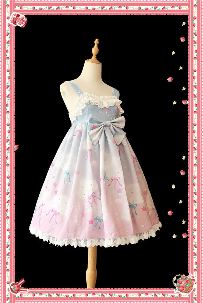 Rainbow Marshmallow~ Sweet Lolita Printed JSK Navy Blue Size S - In Stock