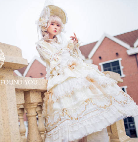 Ode to Love and Vows ~Luxury Lolita Fullset (OP + Necklace + Wristcuffs + Bonnet + Back Yarn) -Ready Made