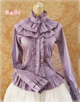 Cotton Tailored Light Purple Lolita Blouse - Good for Tailor Wine Size M - In Stock