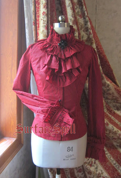 Gothic Red High Collar Lolita Blouse
