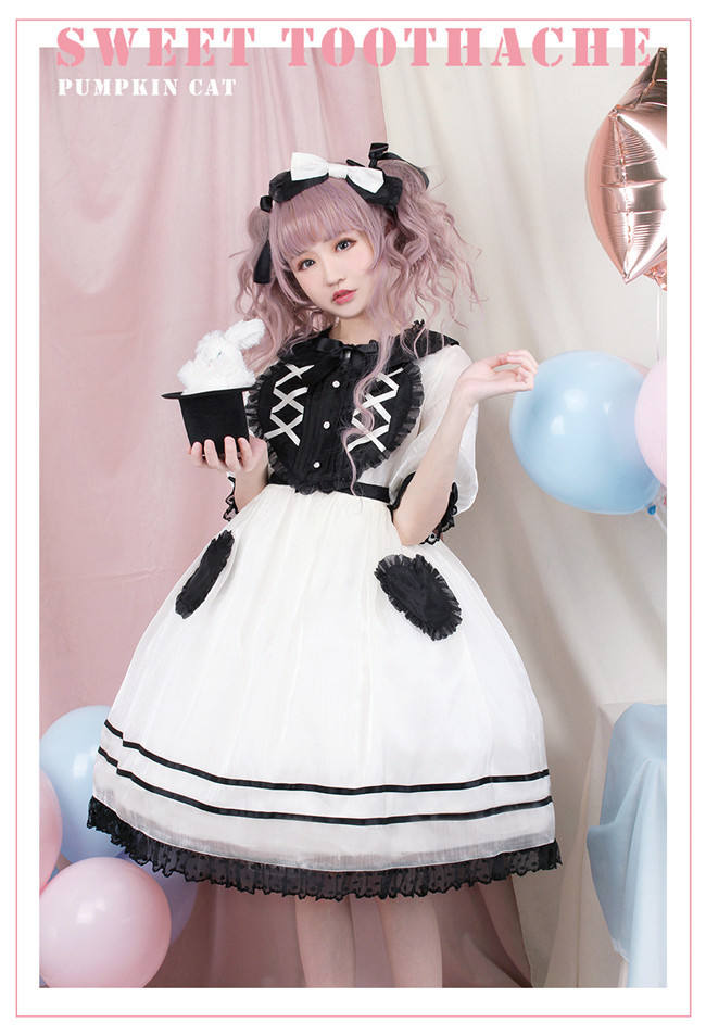 Pumpkin Cat Lolita ~Sweet Toothache~ Lolita OP -Ready made