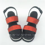 Beautiful Glitter Red with Black Lolita Sandals with Double Colors Soles O