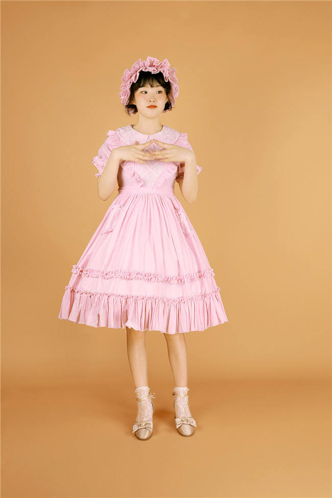 Peach Heart~ Sweet Lolita Short Sleeves OP -Pre-order Closed