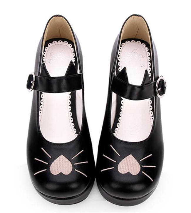 Angelic Imprint- Heart Shaped Embroidery -Sweet Lolita Shoes