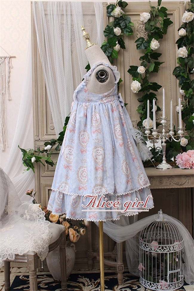 The Kittens In The Frame~ Sweet Lolita Printed JSK High Waist Pink Size S - In Stock