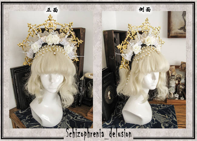 Gothic Rococo The Sick Rose Crown Headdress Set -Ready Made