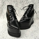 Black Velvet Lolita Heels Shoes High Platform