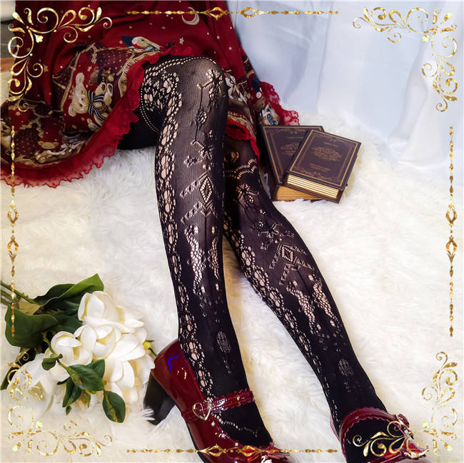Arancia Lolita ~The Heart of Delevo Lolita Tights -In Stock