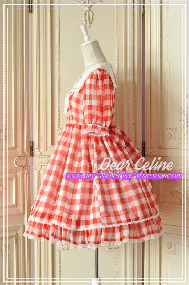 Fruit Sugers In Summer Gingham Lolita OP - Ready MADE