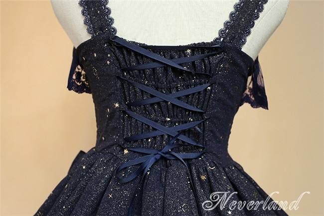Neverland Lolita -Fly Me to Polaris- Gold Stamping Chiffon Lolita JSK