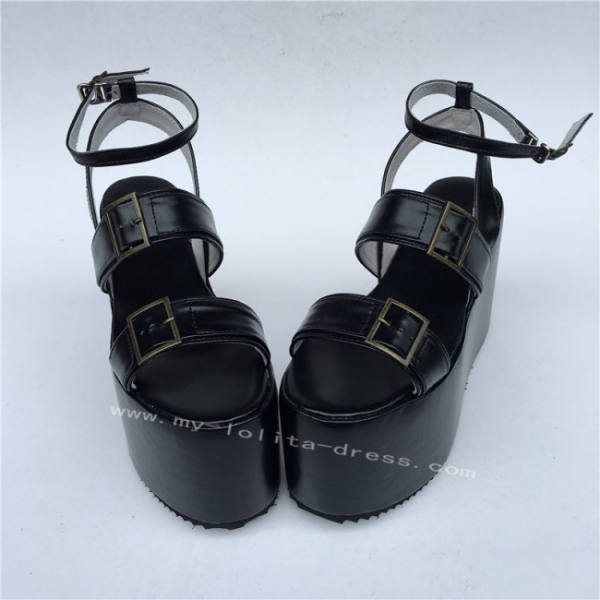 Black Matte Lolita High Platform Sandals