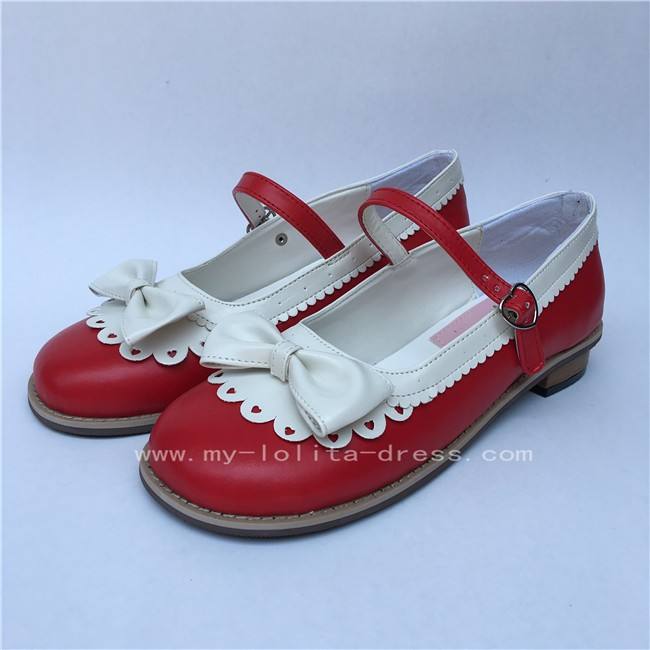 Pretty Bow Flower Flat Heel Lolita Shoes