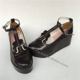 Sweet Matte Black Lolita  Wedge Heels Shoes