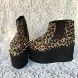 Gothic Punk Black Leopard Lolita Short Boots
