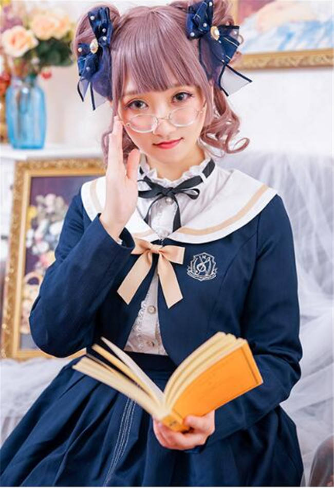 Magic Music School~ College Style Bass Embroidery Lolita Coat + Skirt Set